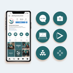 Mockup of how Rare Instagram Icons Pack TEAL look on Instagram Profile Highlight covers